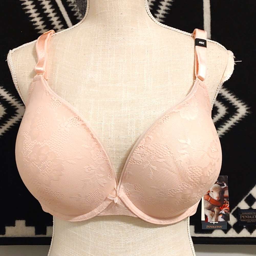 ❤️NWT Torrid Curves Brand Ladie's Baby Pink Push Up Plunge Underwire Bra, 46C